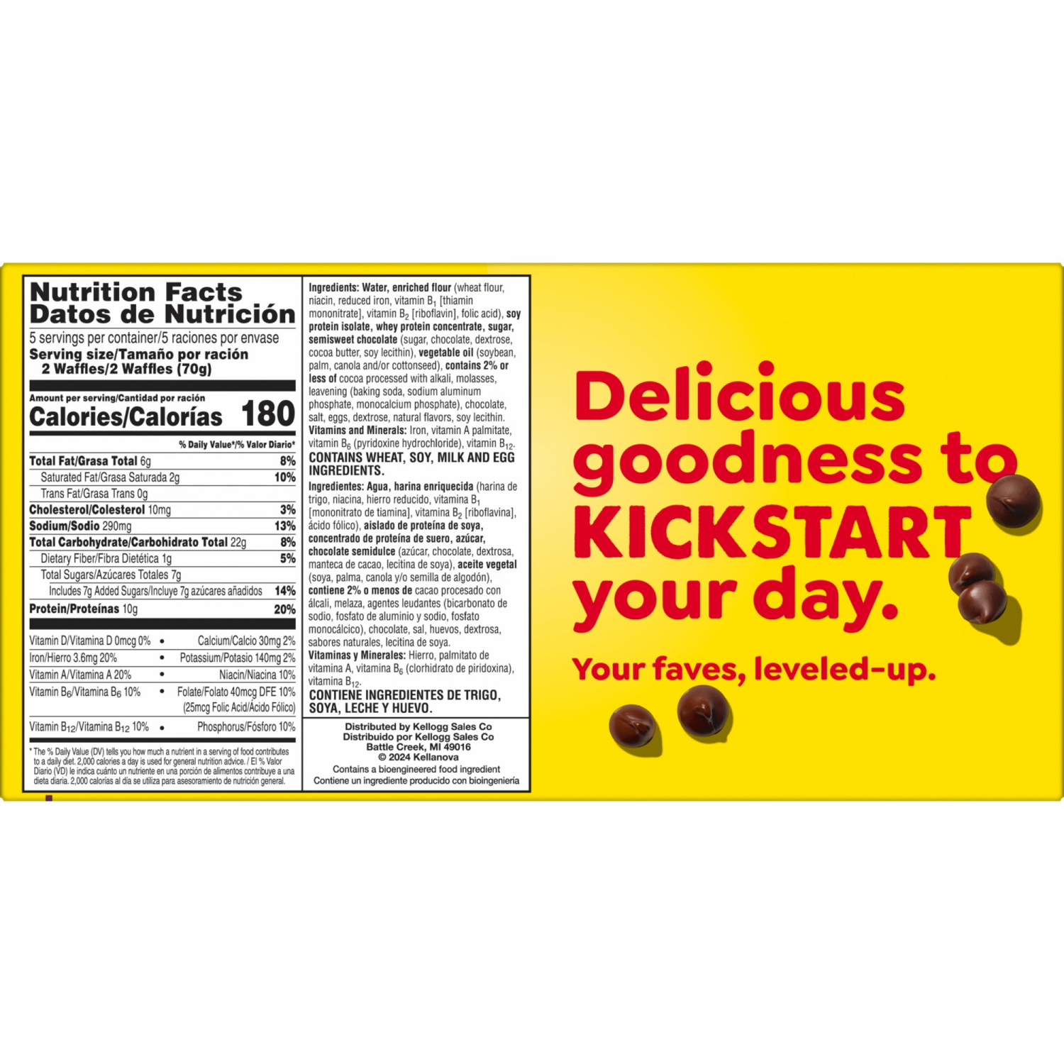 slide 3 of 8, Eggo Kellogg's Eggo Protein Chocolate Chip Brownie Frozen Waffles, 10 ct