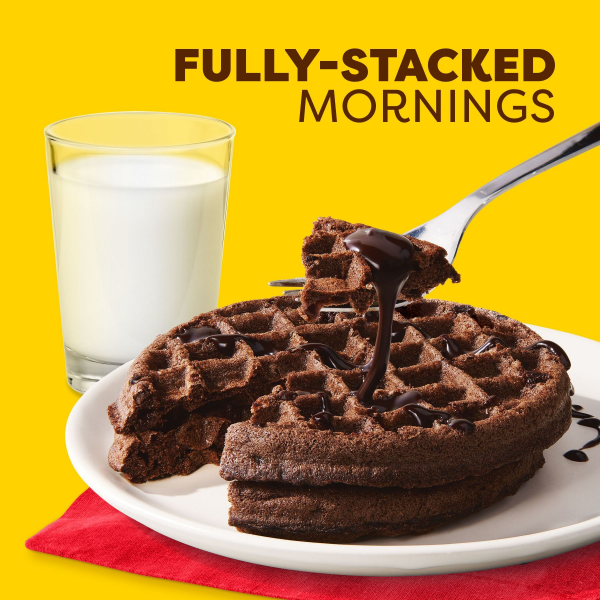 slide 12 of 27, Eggo Fully Loaded Protein Waffles, Frozen Breakfast, 10g Protein, Chocolate Chip Brownie, 12.3oz Box, 10 Waffles, 12.3 oz