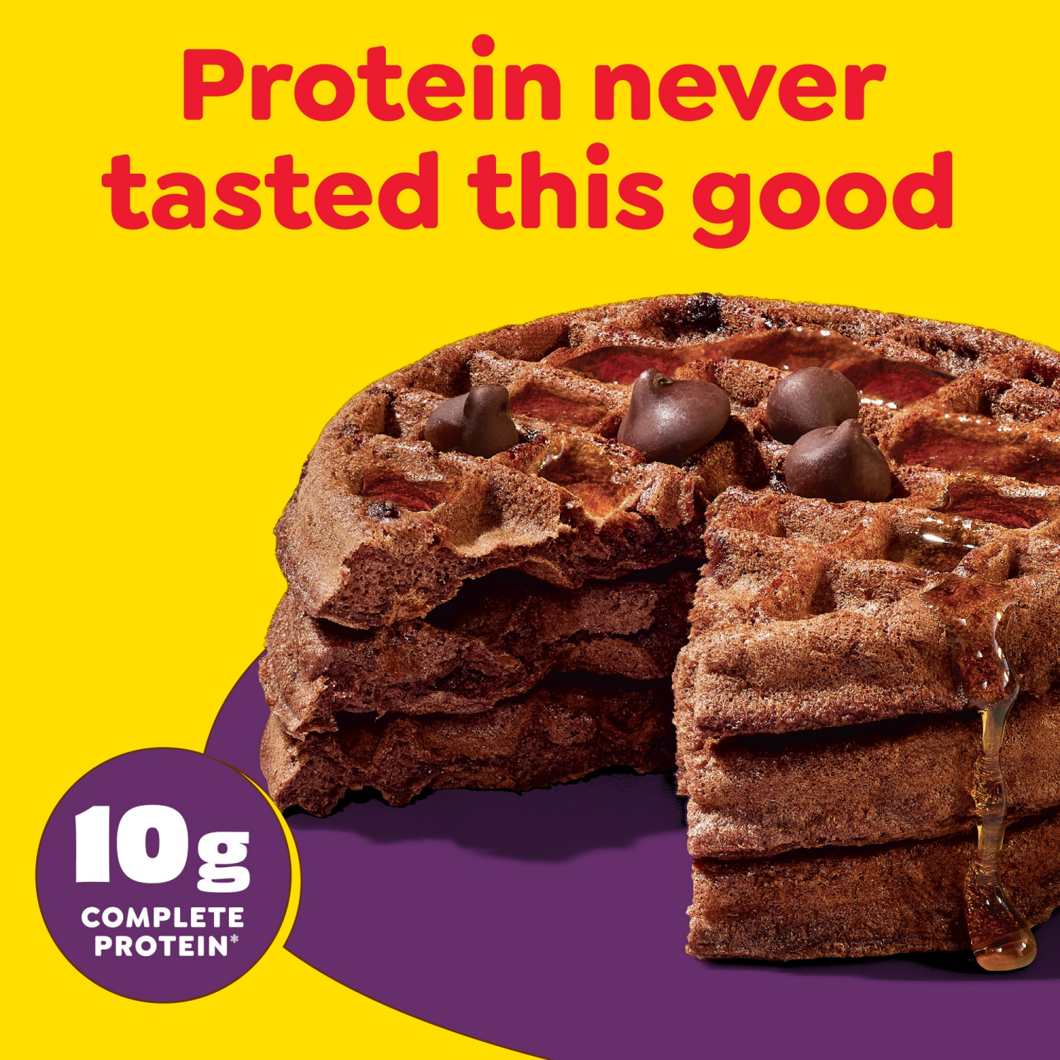 slide 6 of 8, Eggo Kellogg's Eggo Protein Chocolate Chip Brownie Frozen Waffles, 10 ct