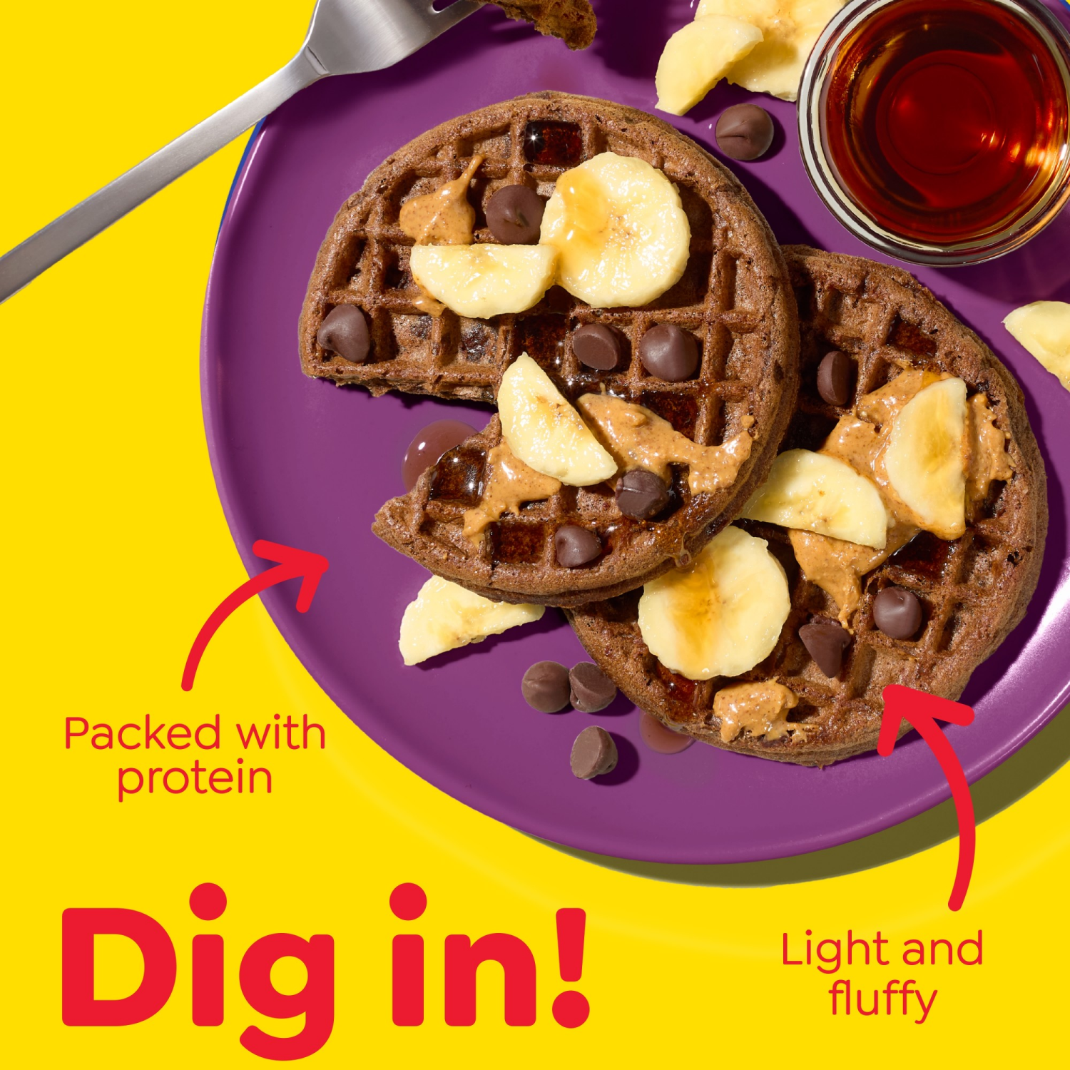 slide 8 of 8, Eggo Kellogg's Eggo Protein Chocolate Chip Brownie Frozen Waffles, 10 ct