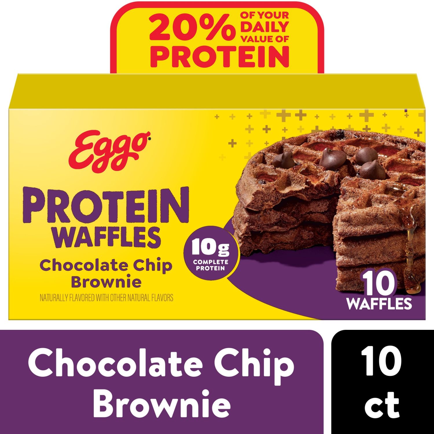 slide 1 of 8, Eggo Kellogg's Eggo Protein Chocolate Chip Brownie Frozen Waffles, 10 ct