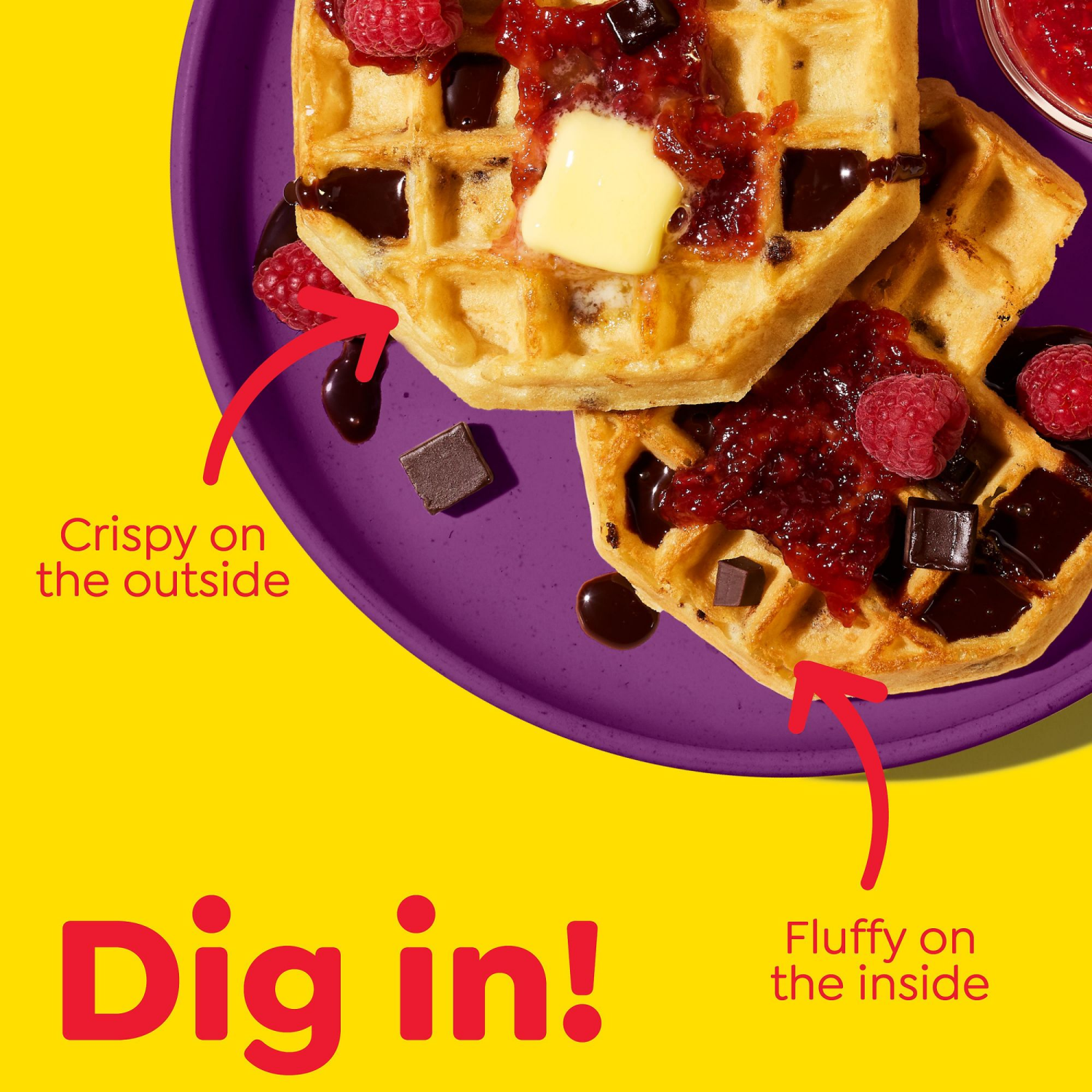 slide 2 of 5, Eggo Thick and Fluffy Frozen Waffles Dark Chocolate Chip, 6 ct