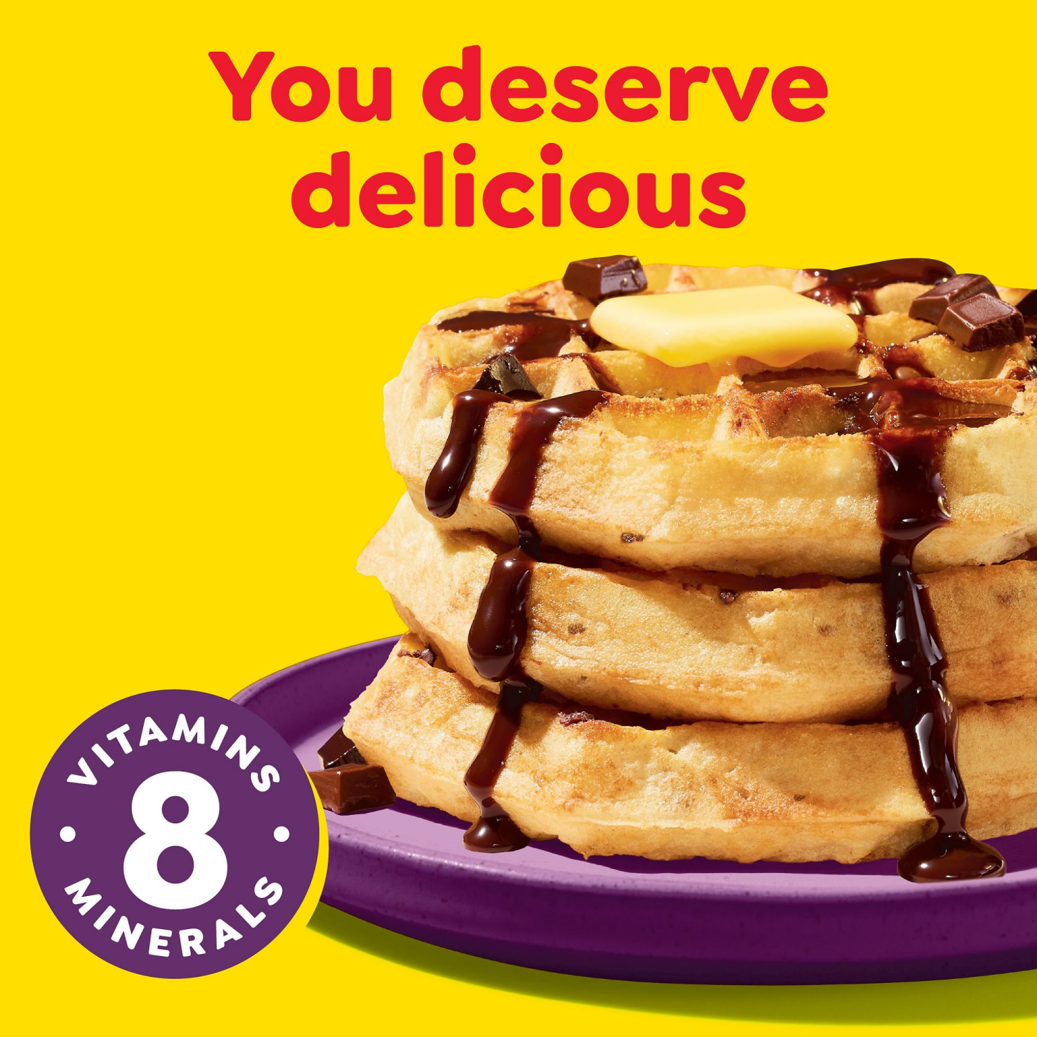 slide 3 of 5, Eggo Thick and Fluffy Frozen Waffles Dark Chocolate Chip, 6 ct