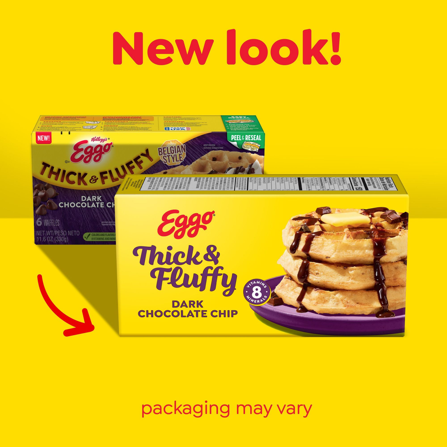 slide 4 of 5, Eggo Thick and Fluffy Frozen Waffles Dark Chocolate Chip, 6 ct