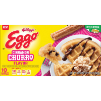 slide 3 of 29, Eggo Frozen Waffles, Frozen Breakfast, Breakfast Food, Cinnamon Churro, 12.3oz Box, 10 Waffles, 12.3 oz