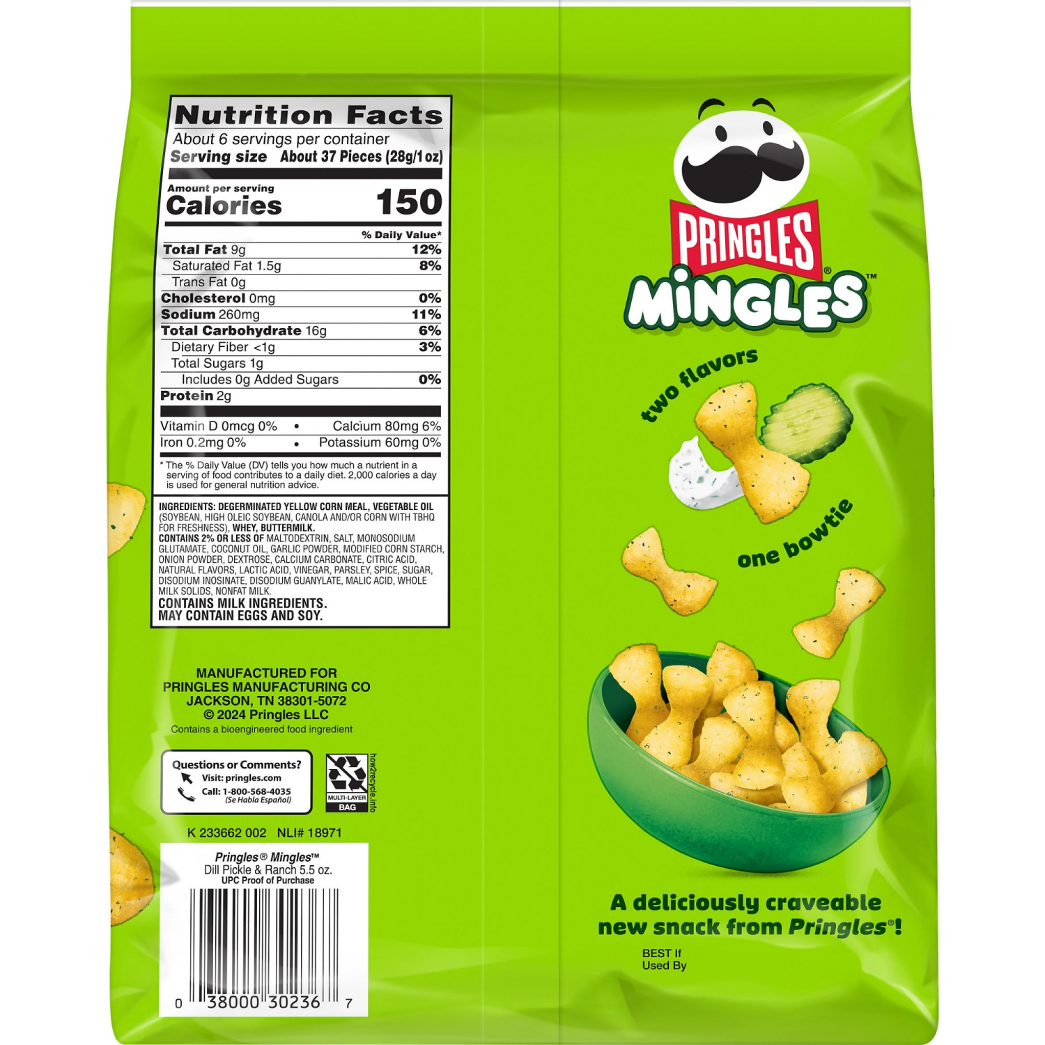 slide 3 of 8, Pringles Mingles Puffed Snacks Dill Pickle and Ranch, Salty Snacks, 5.5 oz, 5.5 oz