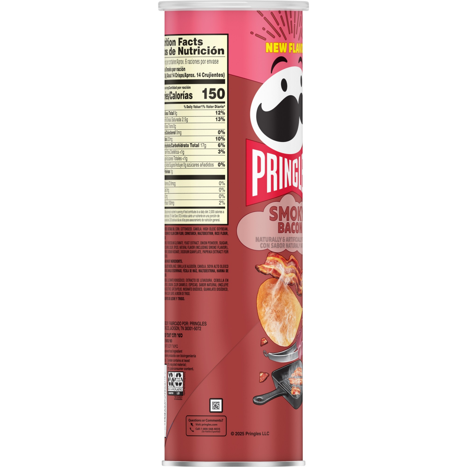 slide 4 of 4, Pringles Smoky Potato Crisp Chips Bacon, 5.5 oz