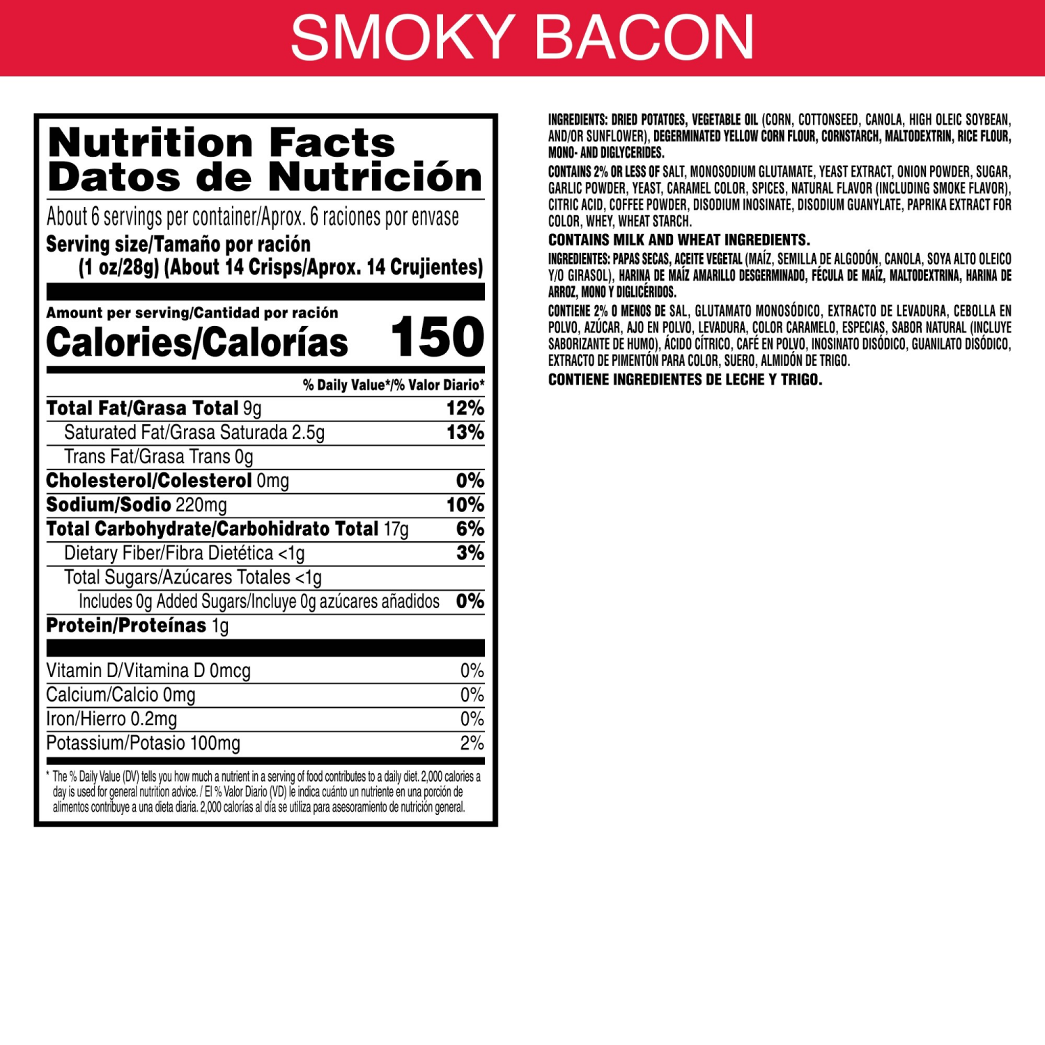 slide 3 of 4, Pringles Smoky Potato Crisp Chips Bacon, 5.5 oz