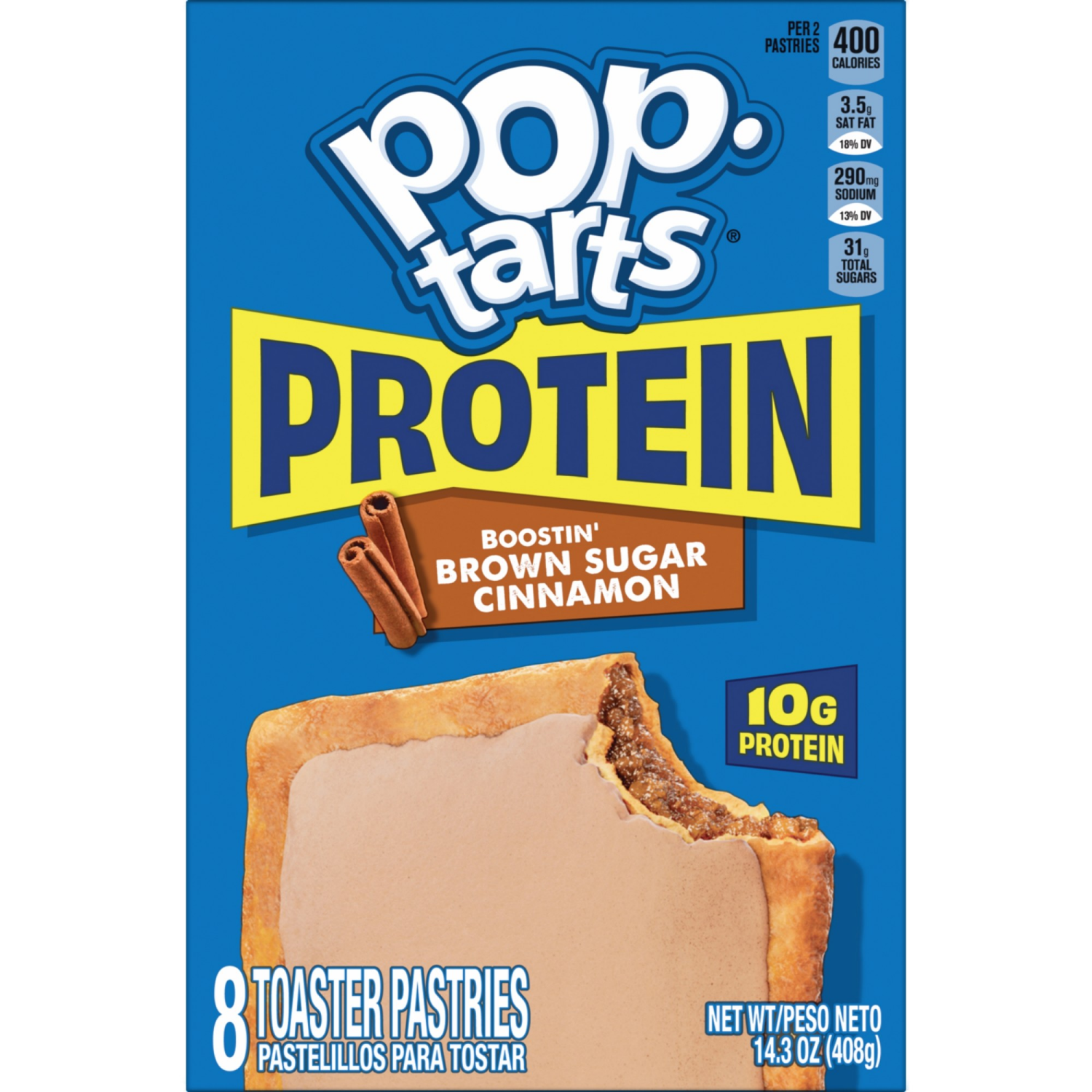 slide 3 of 8, Pop-Tarts Brown Sugar Cinnamon Protein 14.3oz, 8 ct