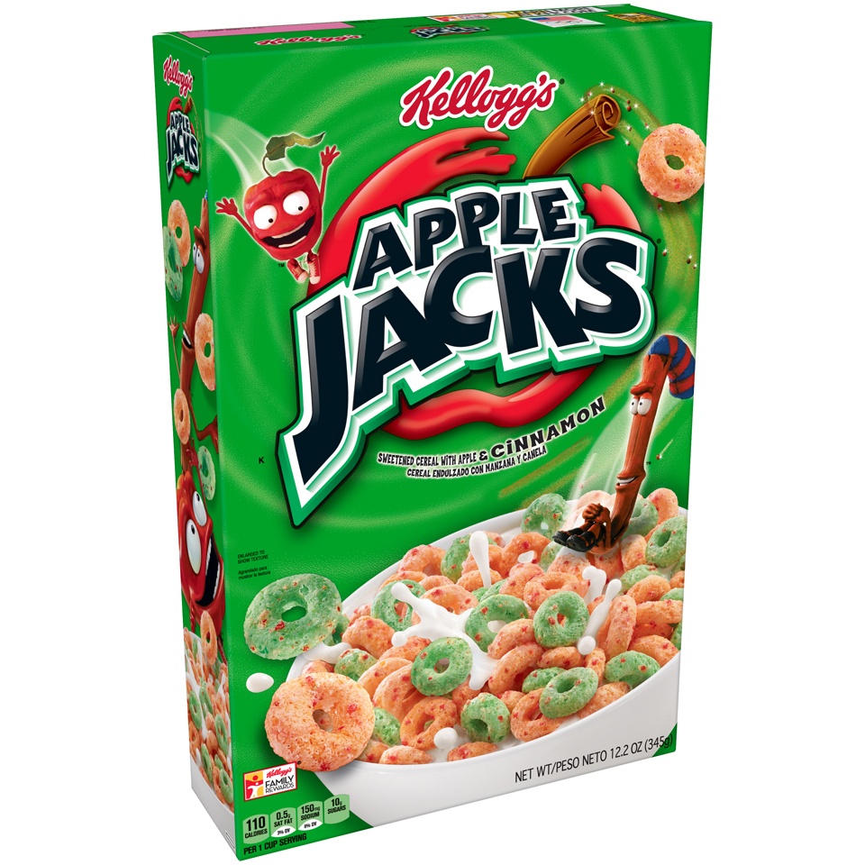 slide 2 of 7, Apple Jacks Three-Grain Breakfast Cereal - Kellogg's, 12.2 oz