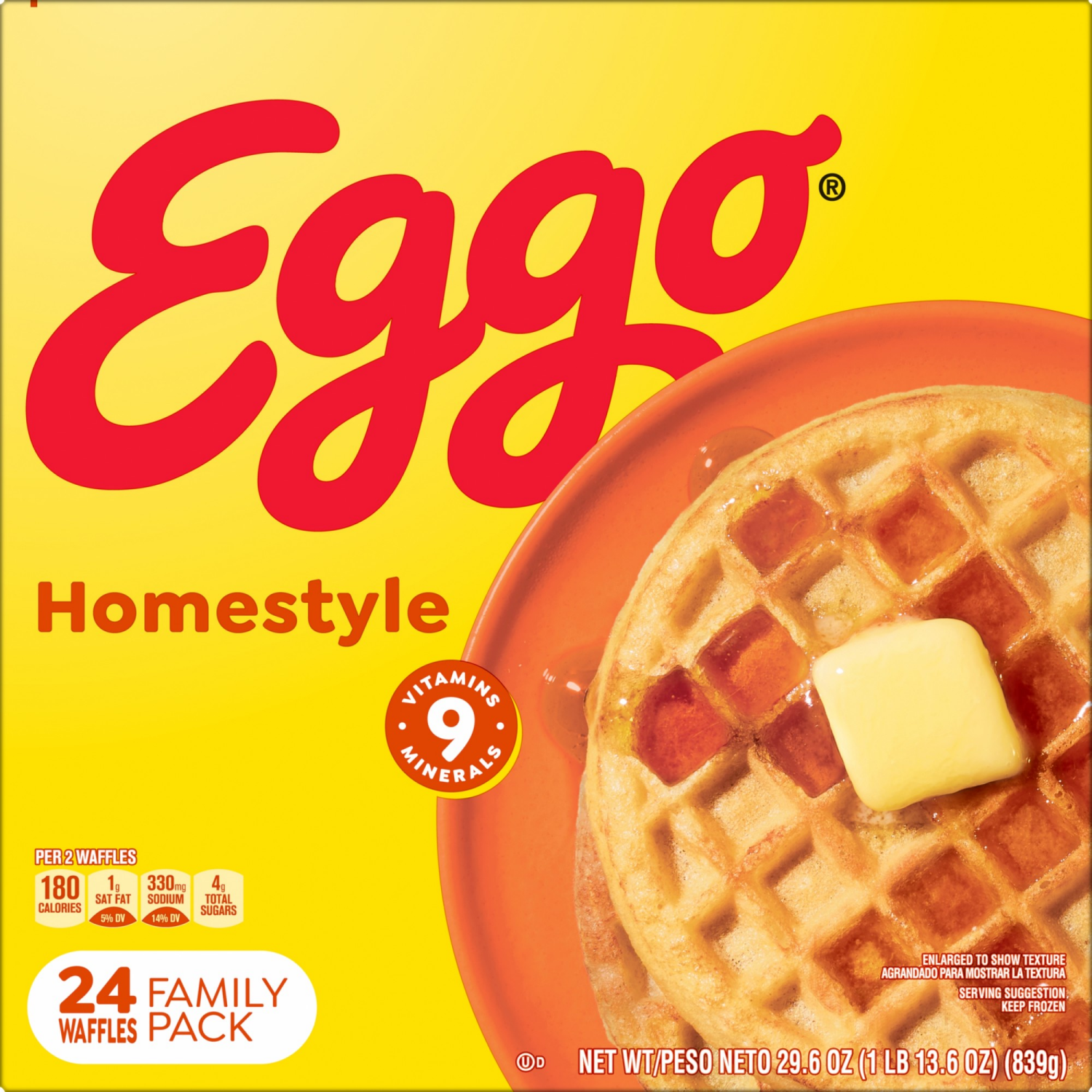 slide 8 of 8, Eggo Kellogg's Eggo Homestyle Frozen Waffles, 24 ct