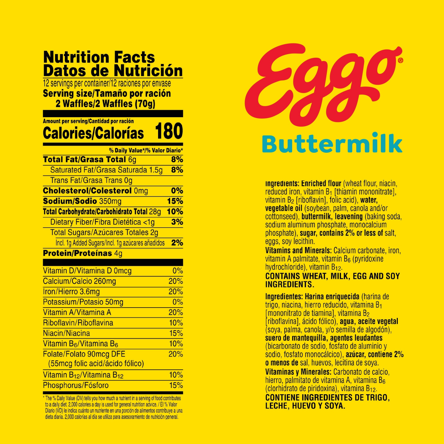 slide 4 of 8, Eggo Kellogg's Eggo Buttermilk Frozen Waffles, 24 ct