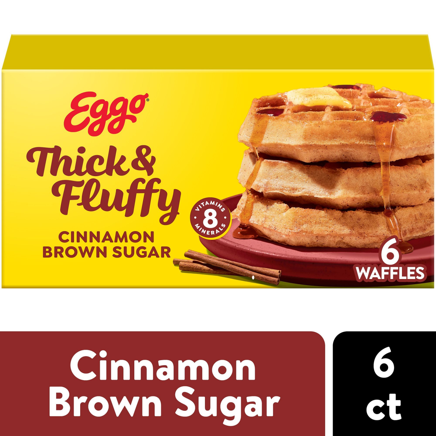 slide 1 of 5, Eggo Thick and Fluffy Frozen Waffles Cinnamon Brown Sugar, 6 ct
