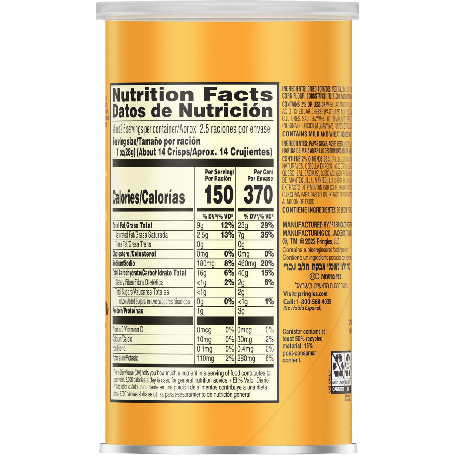 slide 2 of 8, Pringles Cheddar Cheese Potato Crisps 2.5 oz, 2.5 oz