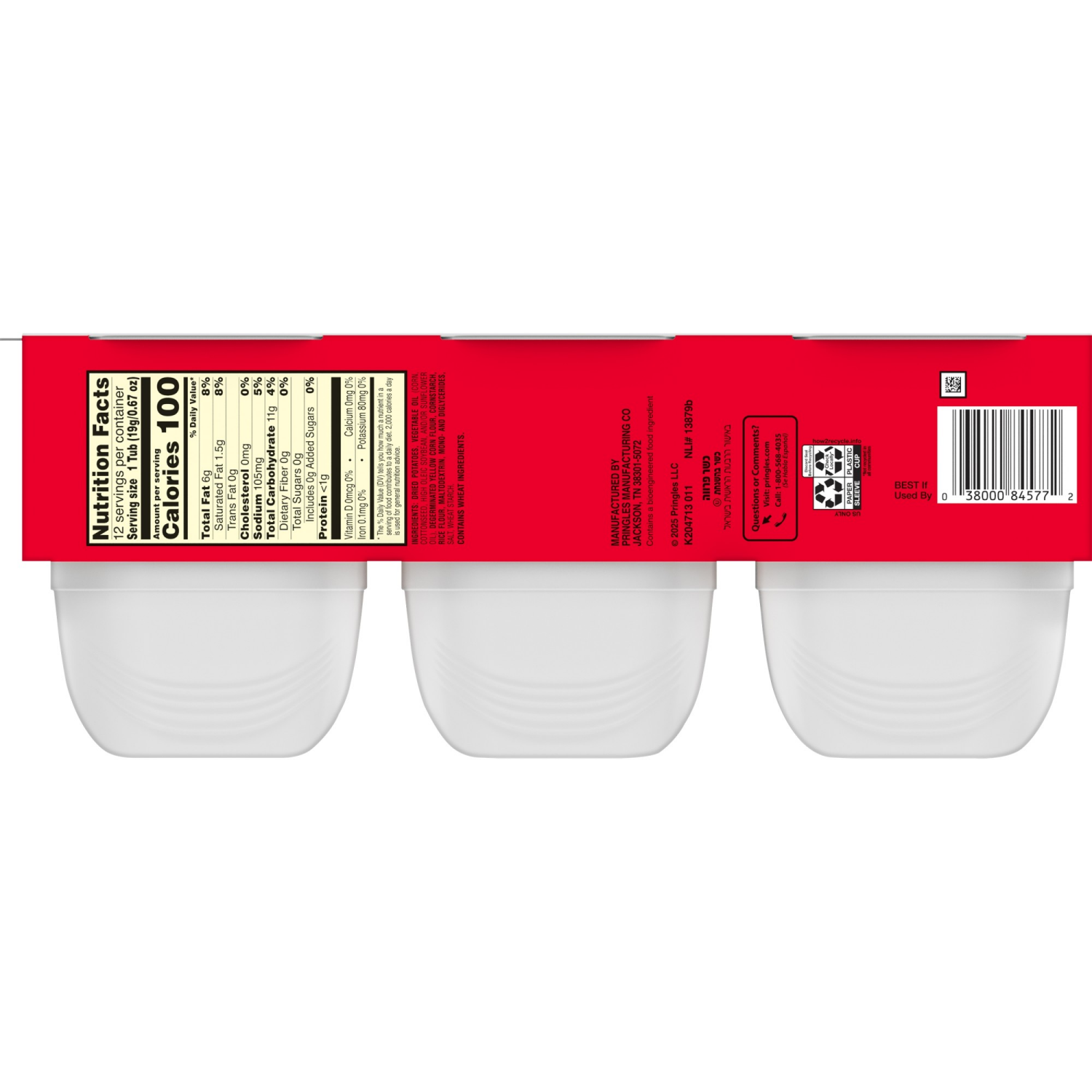 slide 8 of 8, Pringles Snack Stacks 12 Cups Original Potato Crisps 12 - 0.67 oz ea, 12 ct