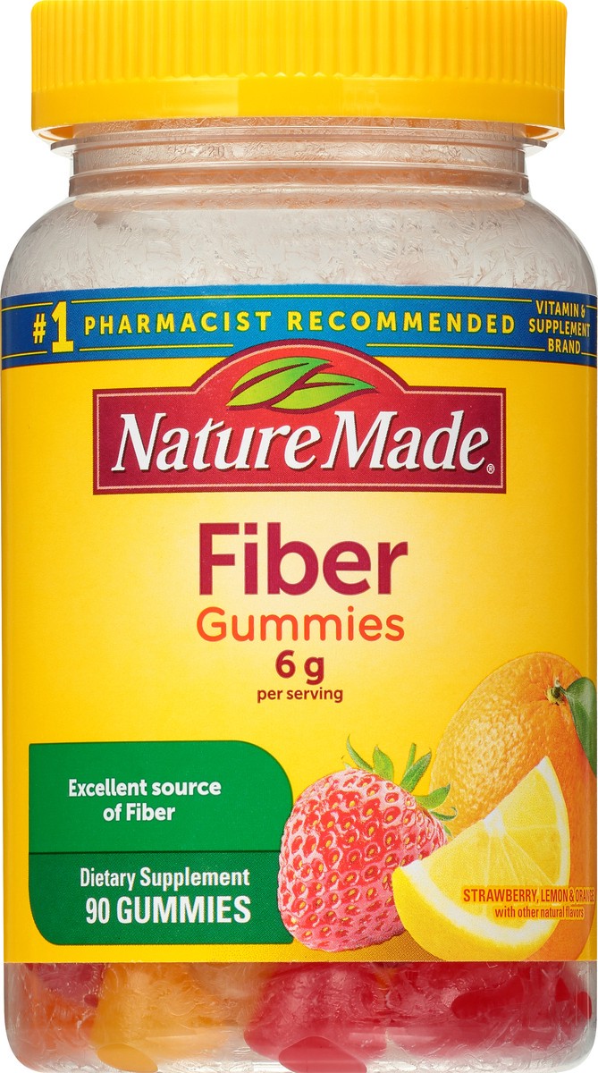 slide 5 of 12, Nature Made Fiber 6 g, Dietary Supplement for Digestive Health Support, 90 Fiber Gummies, 30 Day Supply, 90 ct