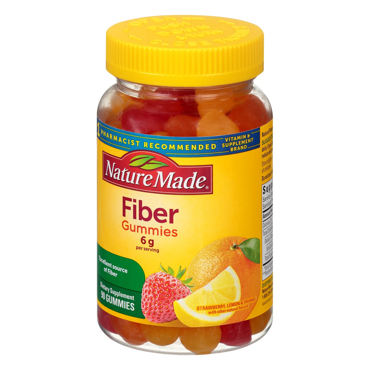 slide 8 of 12, Nature Made Fiber 6 g, Dietary Supplement for Digestive Health Support, 90 Fiber Gummies, 30 Day Supply, 90 ct