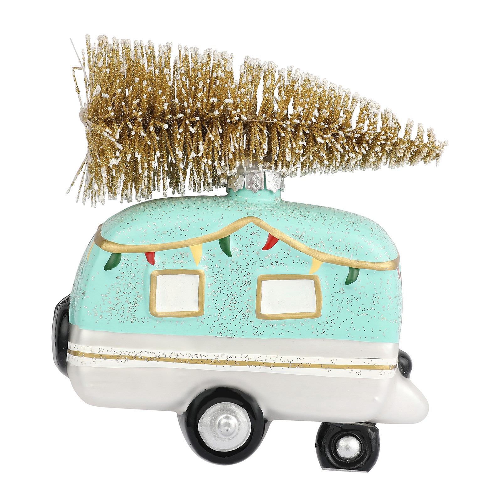 slide 3 of 3, 4" Travel Trailer With Tree Glass Ornament By Ashland, 4 in