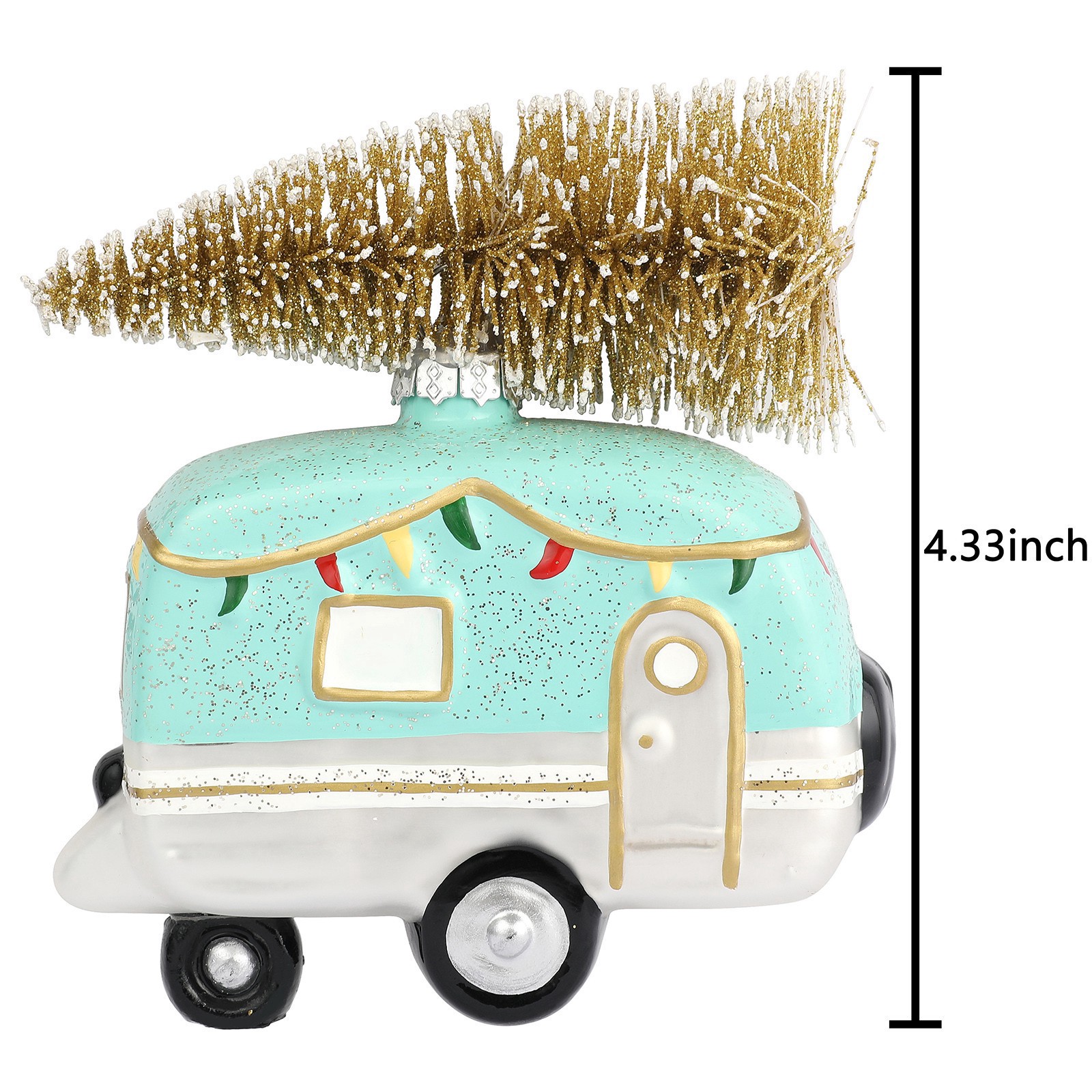 slide 2 of 3, 4" Travel Trailer With Tree Glass Ornament By Ashland, 4 in