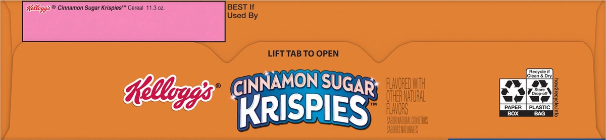slide 5 of 8, Kellogg's Cinnamon Sugar Krispies Breakfast Cereal, Kids Snacks, Family Breakfast, Cinnamon Sugar Flavor, 11.3oz Box, 1 Box, 11.3 oz