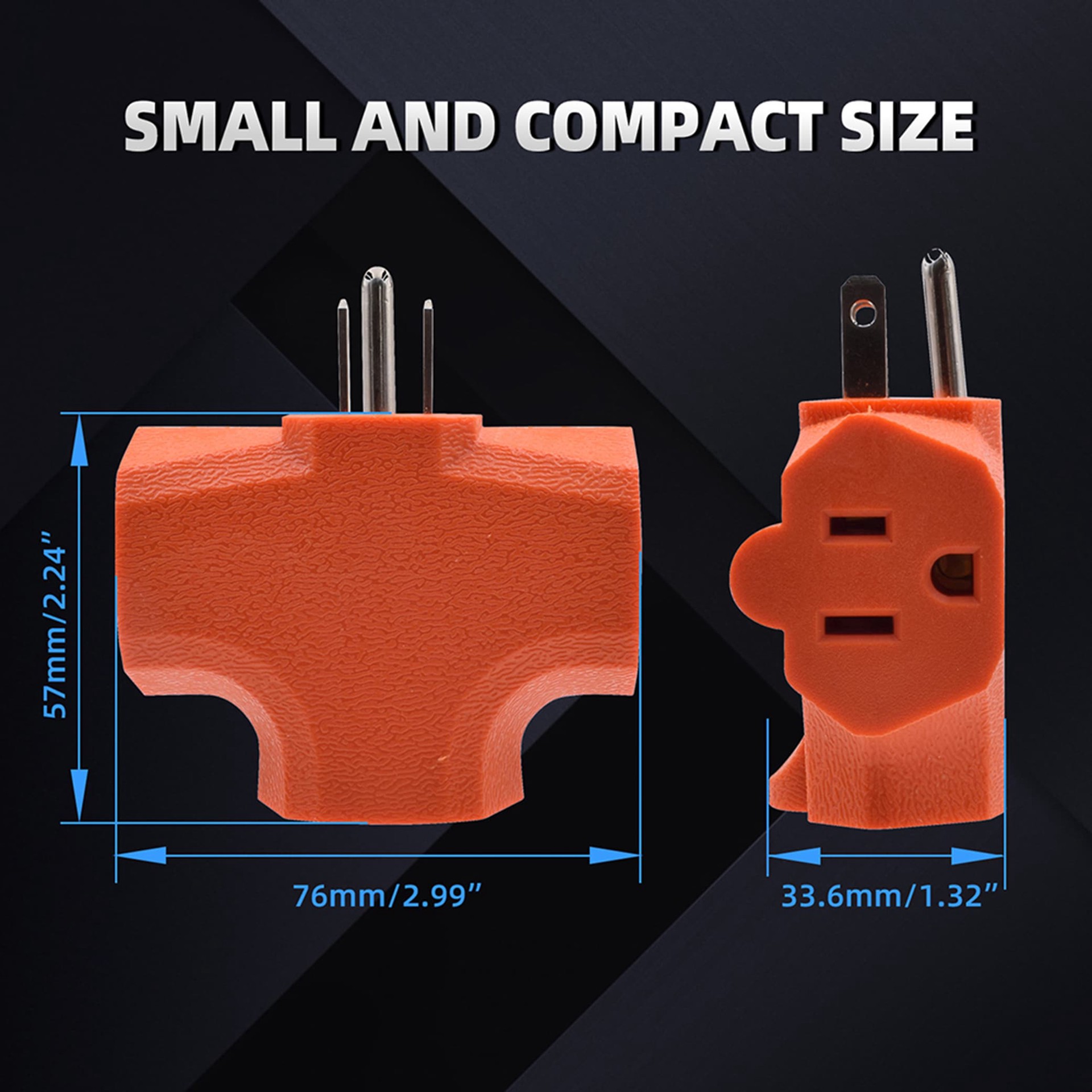 slide 6 of 6, Project Source 15 -Amp 3-wire grounding Single to triple Orange Basic Standard Adapter, 1 ct