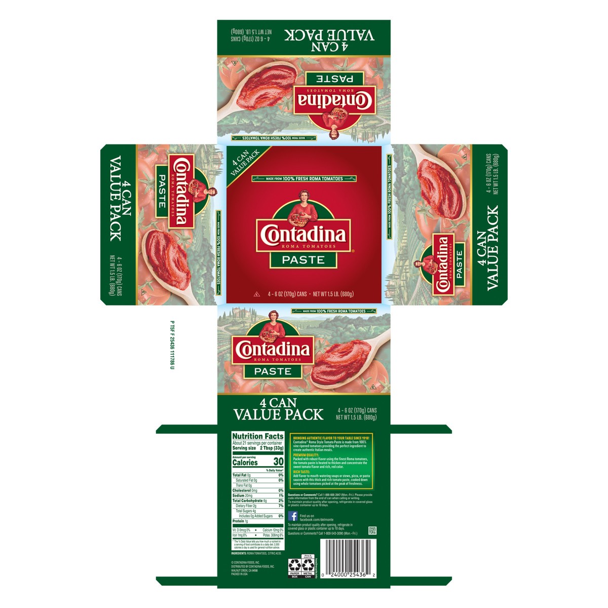 slide 11 of 11, CONTADINA Tomato Paste, 4 Pack, 6 oz Cans, 4 ct