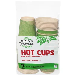 Nature's Promise Compostable Hot Cups with Lids 12 oz