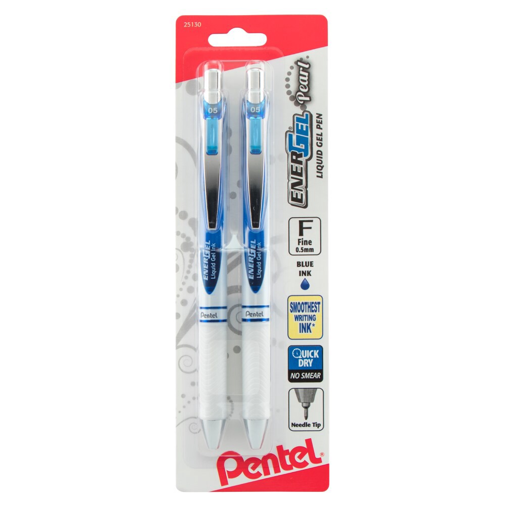 slide 1 of 9, Pentel EnerGel Pearl Deluxe Fine Point Liquid Gel Pen - 2 Count - Blue, 2 ct