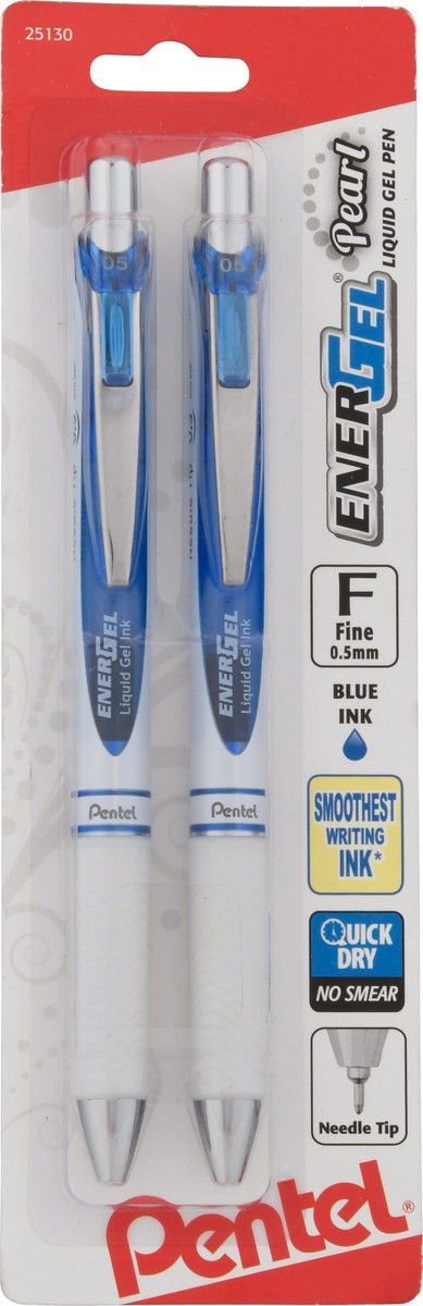 slide 2 of 9, Pentel EnerGel Pearl Deluxe Fine Point Liquid Gel Pen - 2 Count - Blue, 2 ct