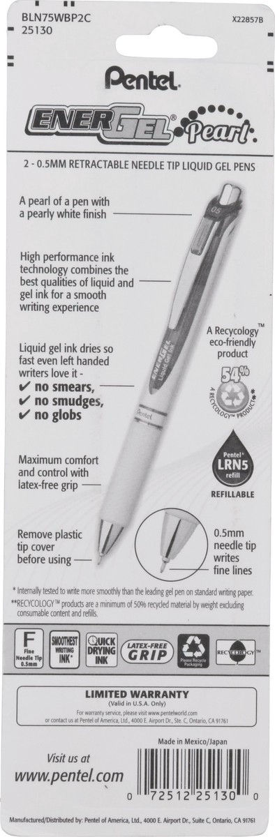 slide 5 of 9, Pentel EnerGel Pearl Deluxe Fine Point Liquid Gel Pen - 2 Count - Blue, 2 ct