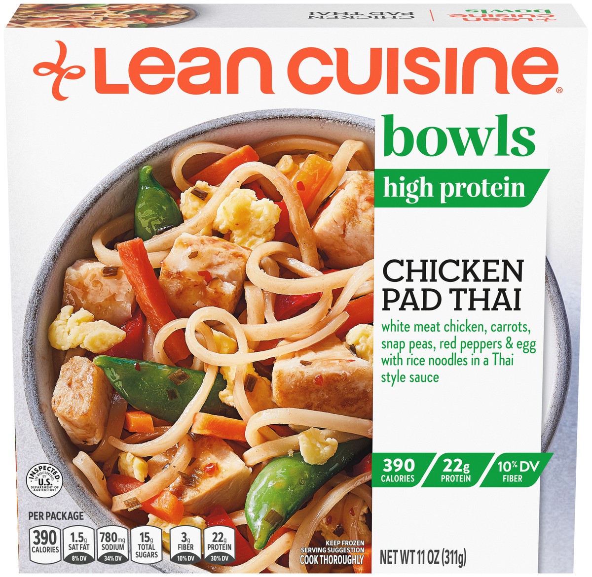 slide 1 of 2, Lean Cuisine Bowls Chicken Pad Thai Frozen Meal, 11 oz