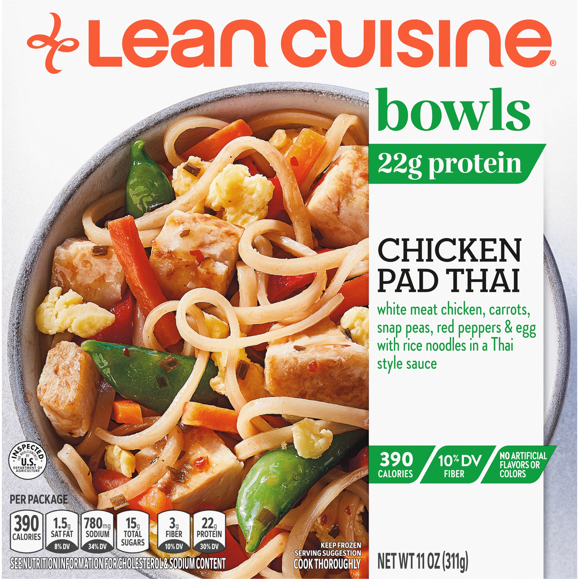 slide 1 of 2, Lean Cuisine Bowls Chicken Pad Thai Frozen Meal, 11 oz