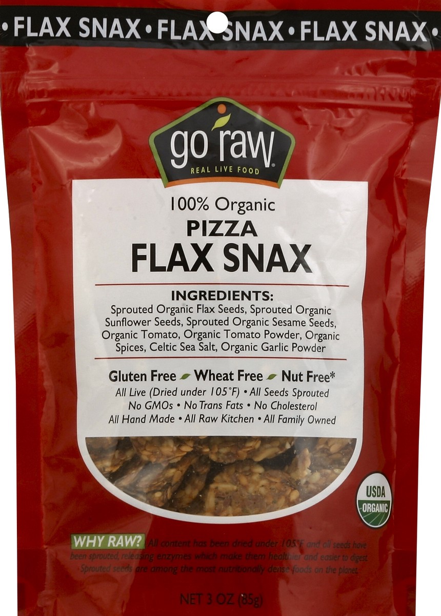 slide 2 of 4, Go Raw Sprouted Flax Snax Zesty Pizza, 2 oz