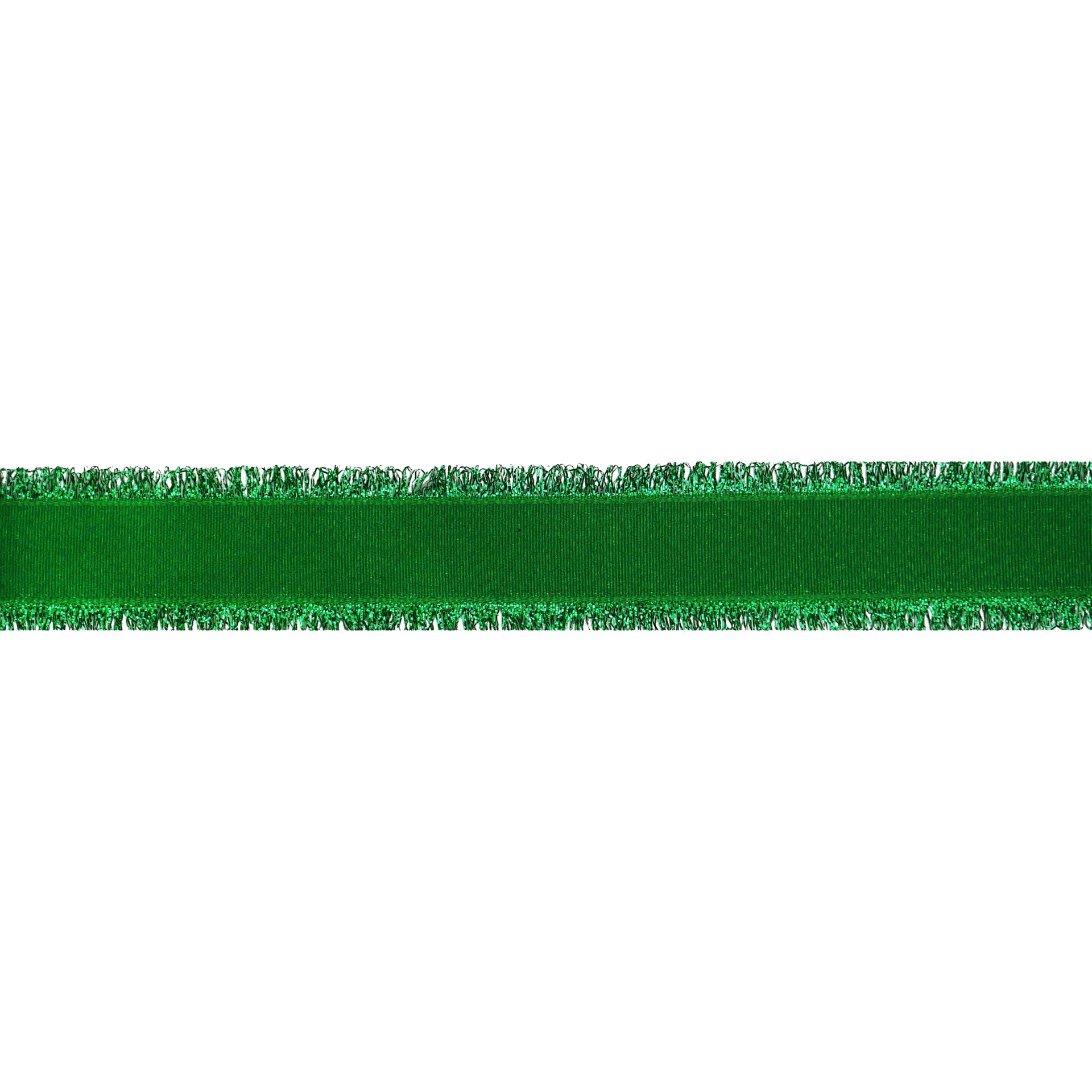 slide 2 of 3, 1.5" X 30ft. Green Tinsel Edged Wired Ribbon By Celebrate It, 1.5 in x 30 ft
