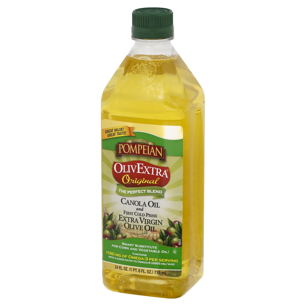 slide 3 of 9, Pompeian Original First Cold Press Canola Oil and Extra Virgin Olive Oil 24 oz, 24 oz