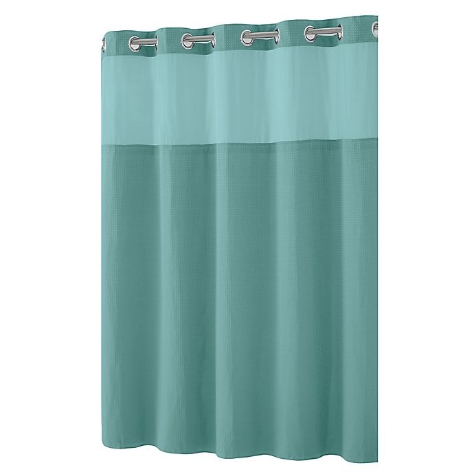 slide 1 of 2, Hookless Waffle Stall Fabric Shower Curtain - Sea Blue, 54 in x 80 in