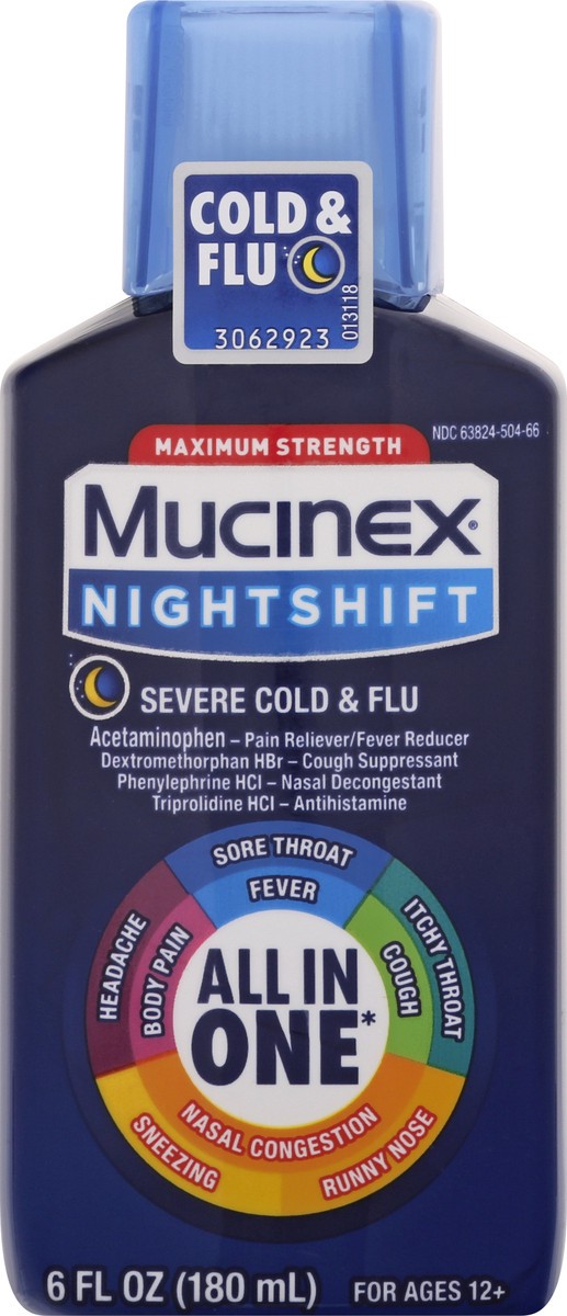 slide 9 of 9, Mucinex Maximum Strength Nightshift Cold & Flu 6 fl oz, 6 oz