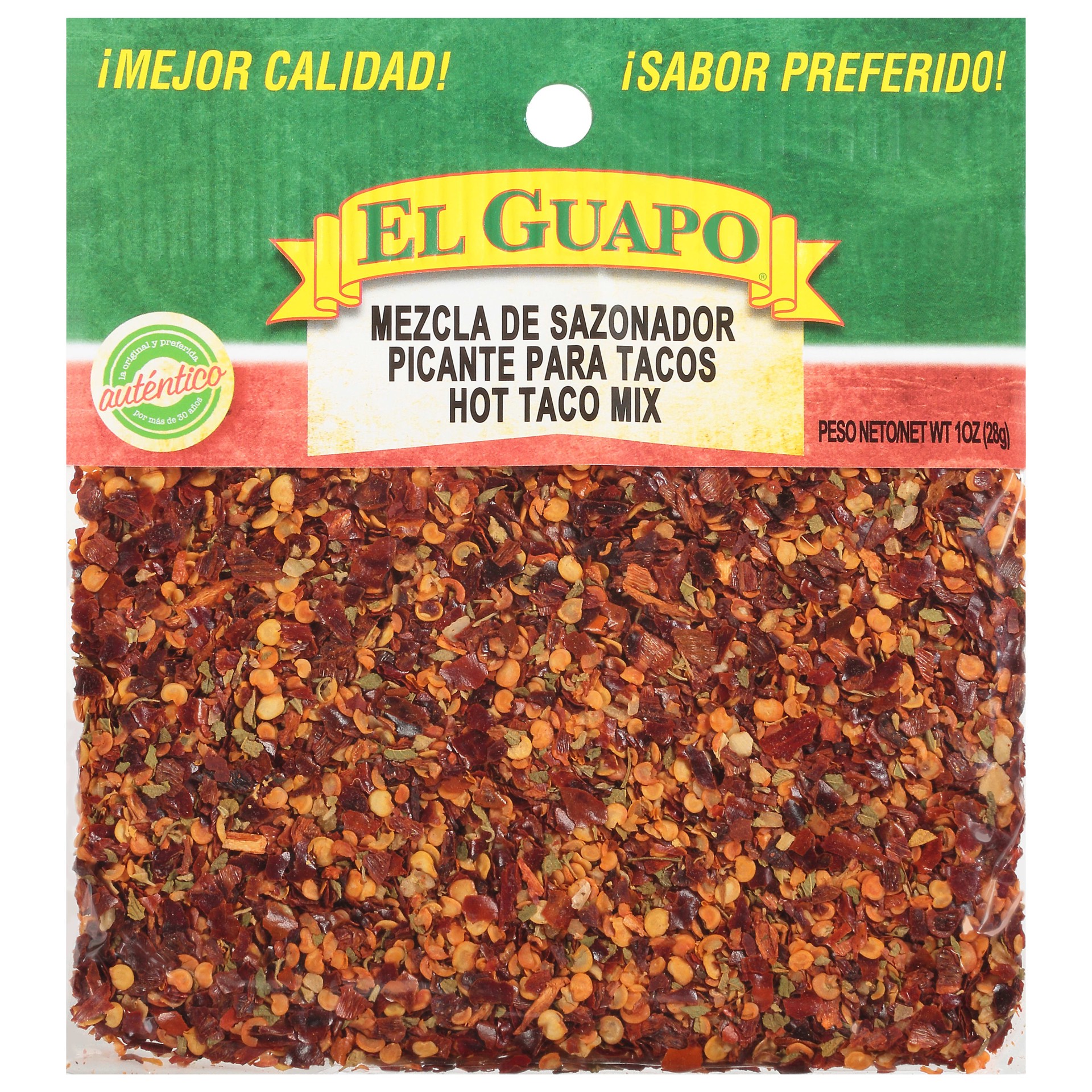 slide 1 of 5, El Guapo Hot Taco Mix (Sazonador Para Tacos Picante), 1 oz, 1 oz