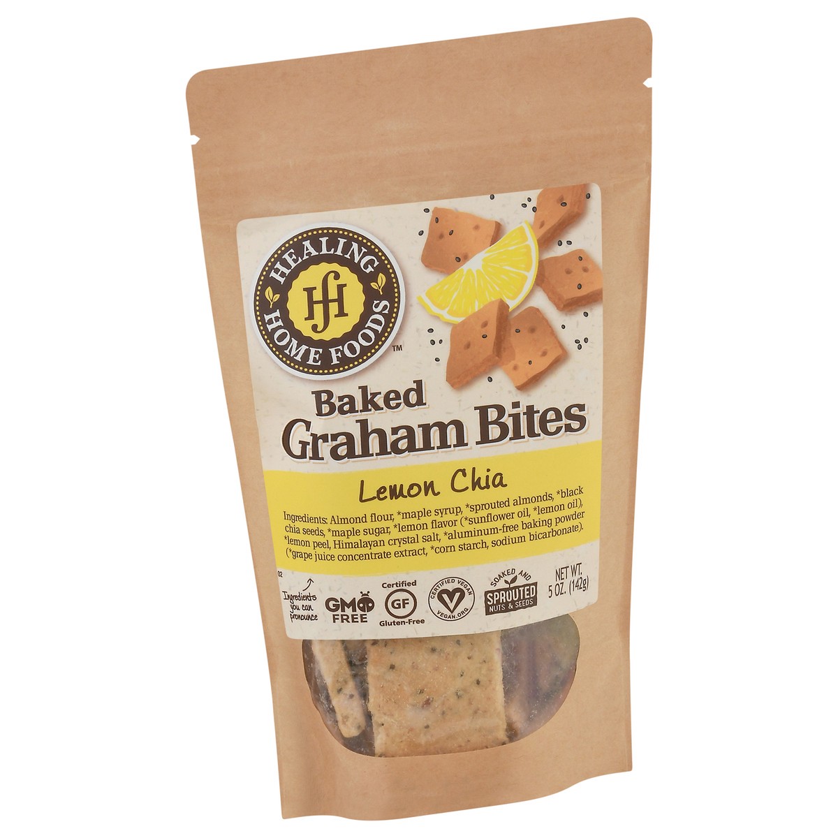 slide 2 of 9, Healing Home Foods Lemon Chia Baked Graham Bites 5 oz Stand Pack, 5 oz