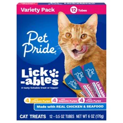 Pet Pride Lick-ables Chicken and Seafood Cat Food Topper and Treat Variety Pack