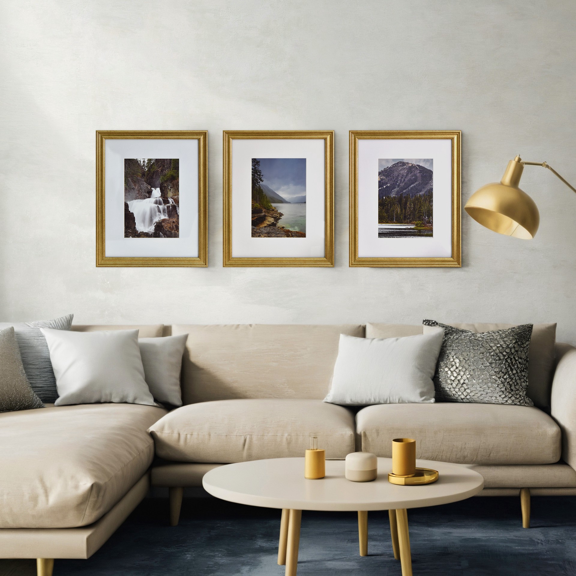 slide 5 of 7, 3 Pack Gallery Gold Frame With Mat By Studio Decor, 3 ct