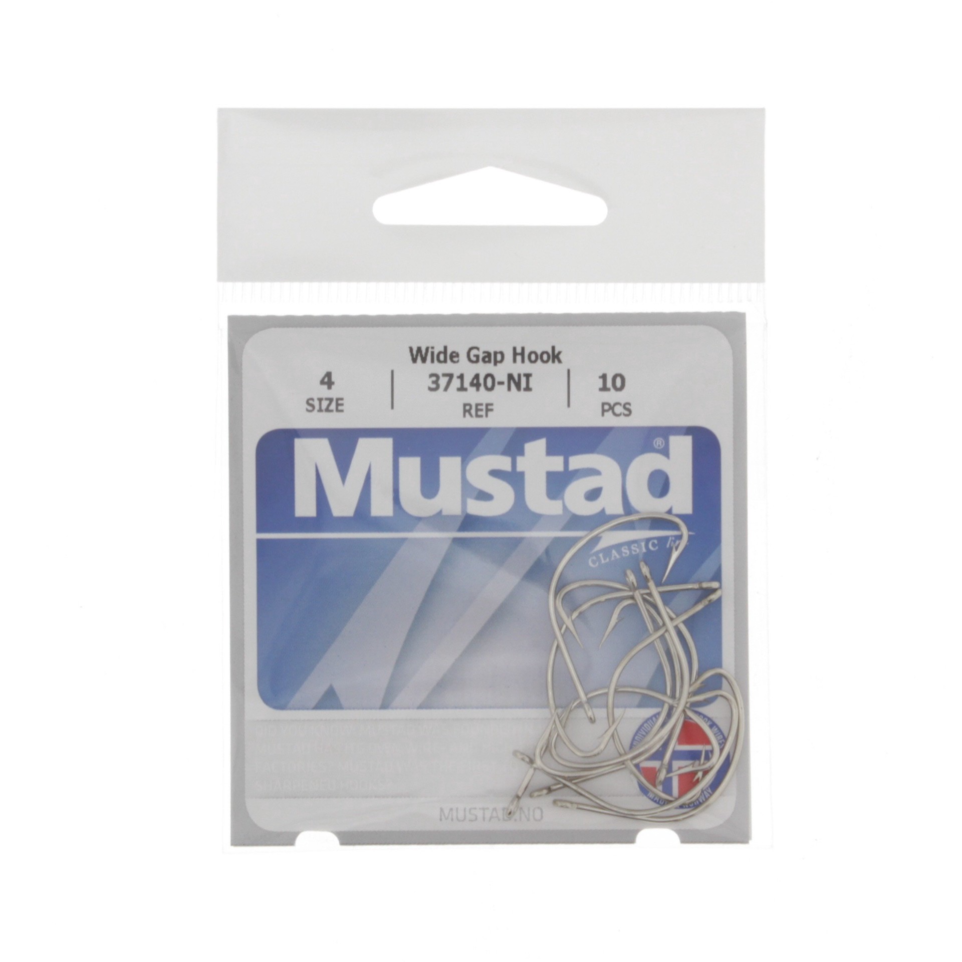 slide 1 of 1, Mustad Wide Gap Hook, Size 4, 10 ct