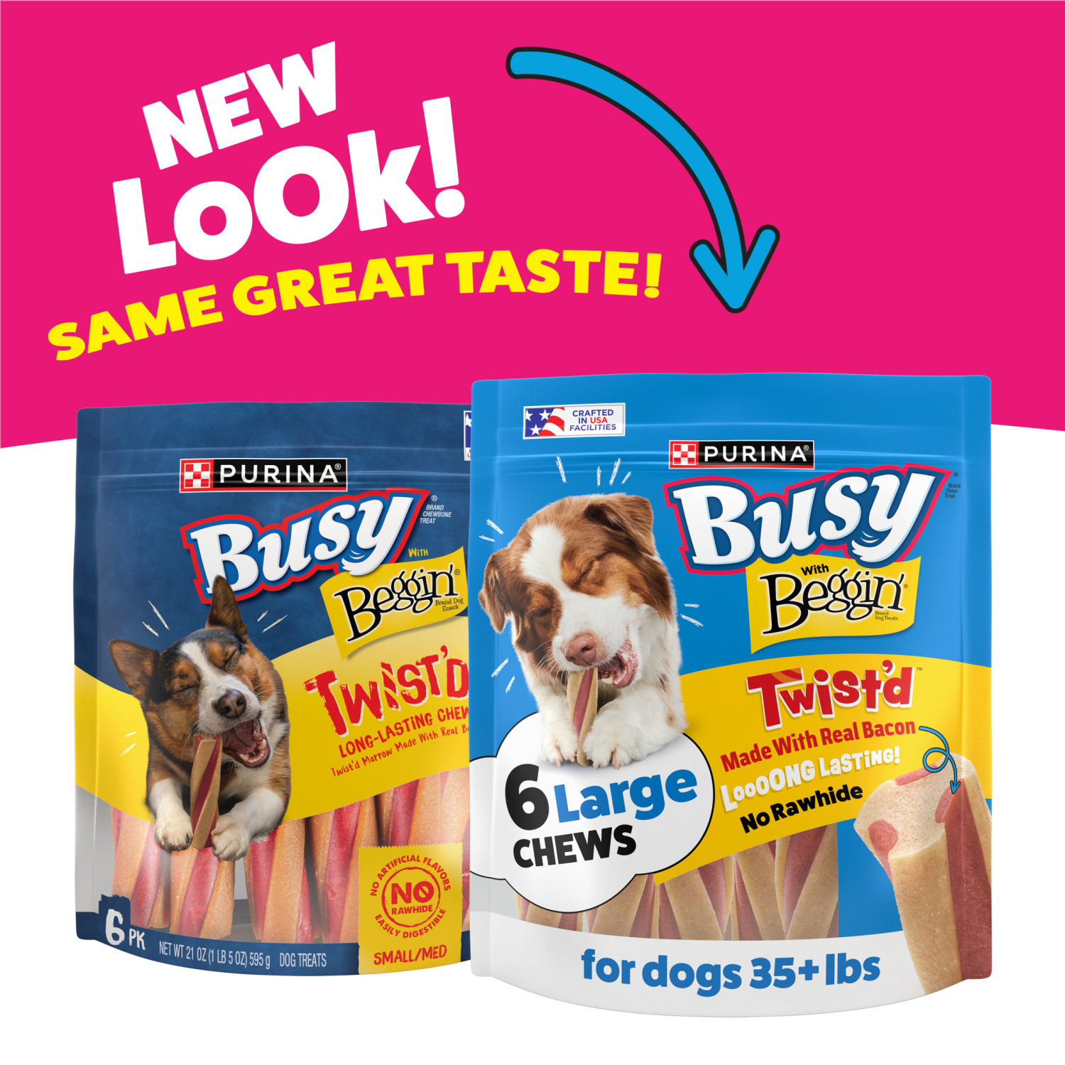slide 6 of 8, Beggin' Purina Busy with Beggin’ Twist’d Adult Dog Chew Bone Treats - (2) 6 ct. Pouches, 6 ct
