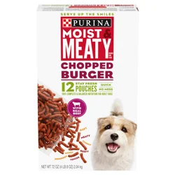 Purina Moist and Meaty Dog Food Chopped Burger Soft Dog Food Pouches - 12 ct. Pouch