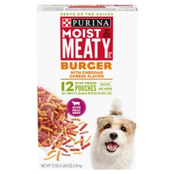 Moist & Meaty Purina Moist and Meaty Burger With Cheddar Cheese Flavor Dry Soft Dog Food Pouches - 12 ct. Pouch