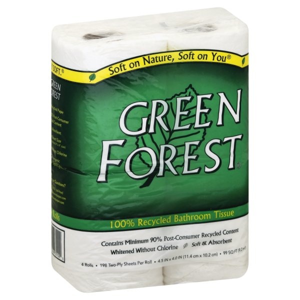 slide 1 of 1, Green Forest Bathroom Tissue 100% Recycled 2-Ply, 4 ct