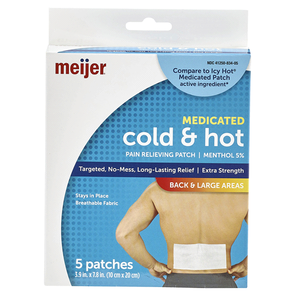 slide 1 of 5, Meijer Medicated Cold & Hot Pain Relief Patch, 5 ct