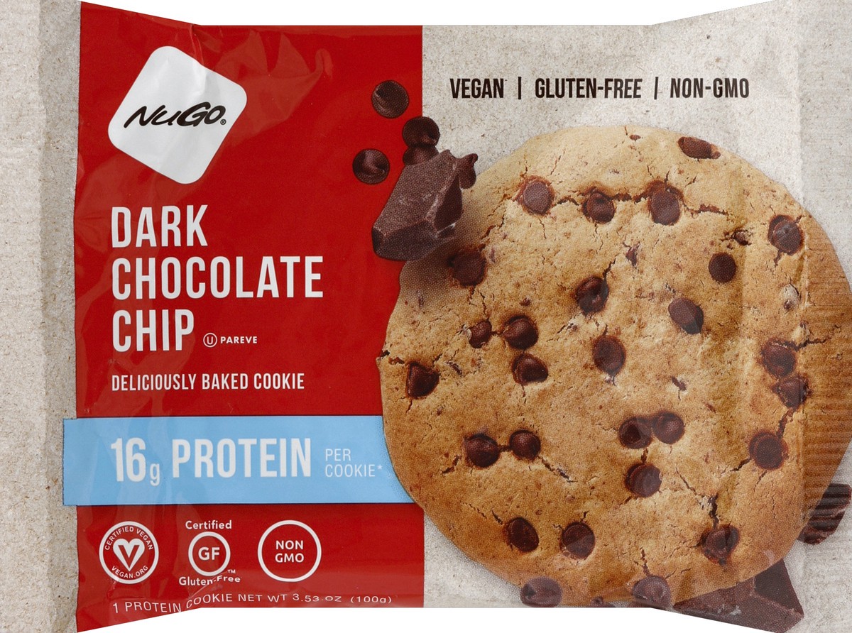 slide 5 of 5, NuGo Protein Cookie Dark Chocolate Chip, 3.53 oz