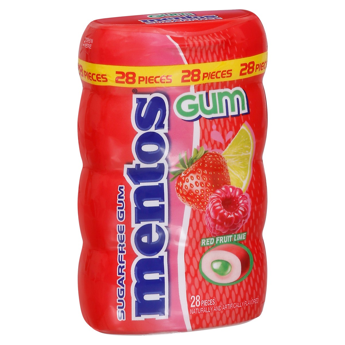 slide 2 of 9, Mentos Sugar-Free Red Fruit Lime Gum, 28 ct
