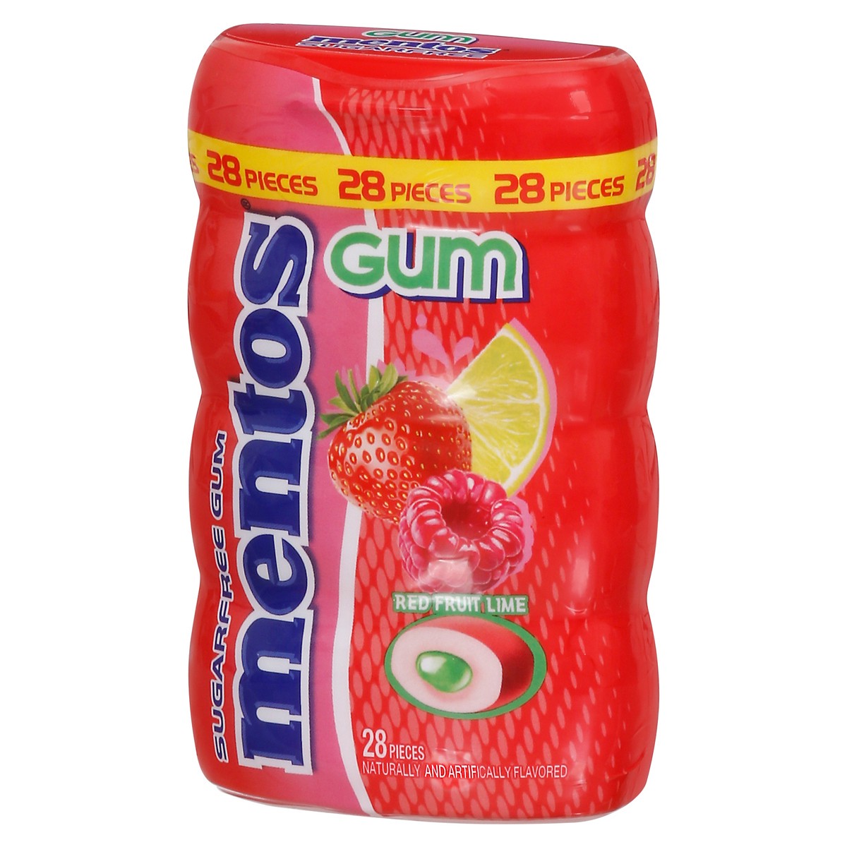 slide 5 of 9, Mentos Sugar-Free Red Fruit Lime Gum, 28 ct